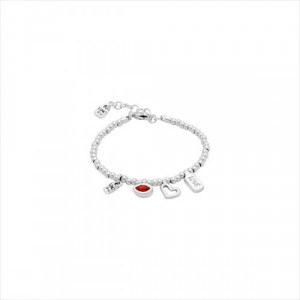 Pulsera I´m waiting 4 U. Metal bañado en plata con charms amor. Uno de 50