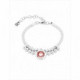 Pulsera My Goal, de metal bañado en plata. Cristal rosado. Uno de 50
