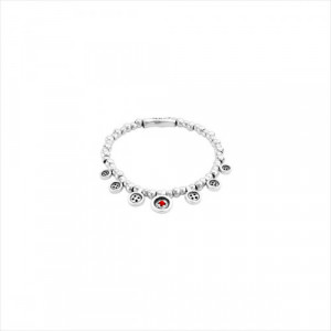 Pulseras Lady in Red. Charms botones detalle en rojo. Metal bañado en plata. Uno de 50