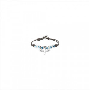 Pulsera Hold Me Tight. Cuero y metal bañado en plata con libélula. Uno de 50