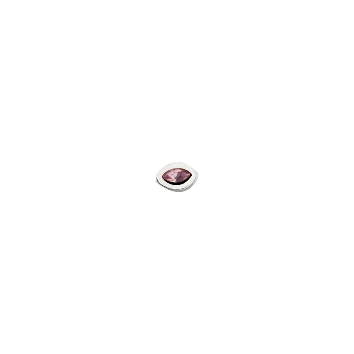 1 Pendiente Leaky stud, tipo piercing. Diseño forma de ojo y cristal morado. Metal bañado en plata. Uno de 50