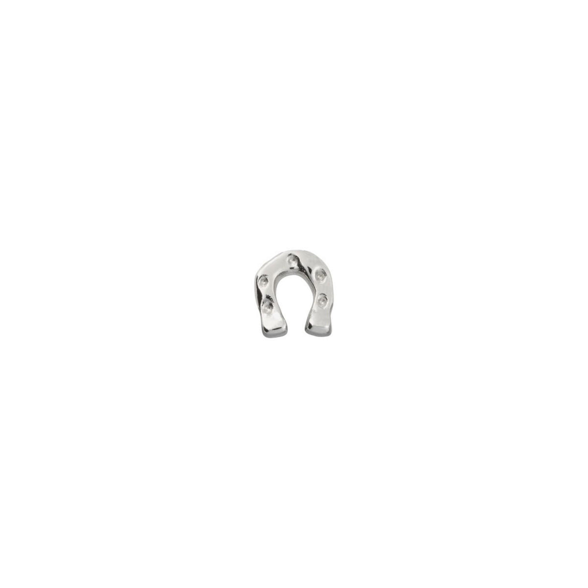 1 Pendiente tipo piercing. Diseño herradura. Metal bañado en plata. Uno de 50