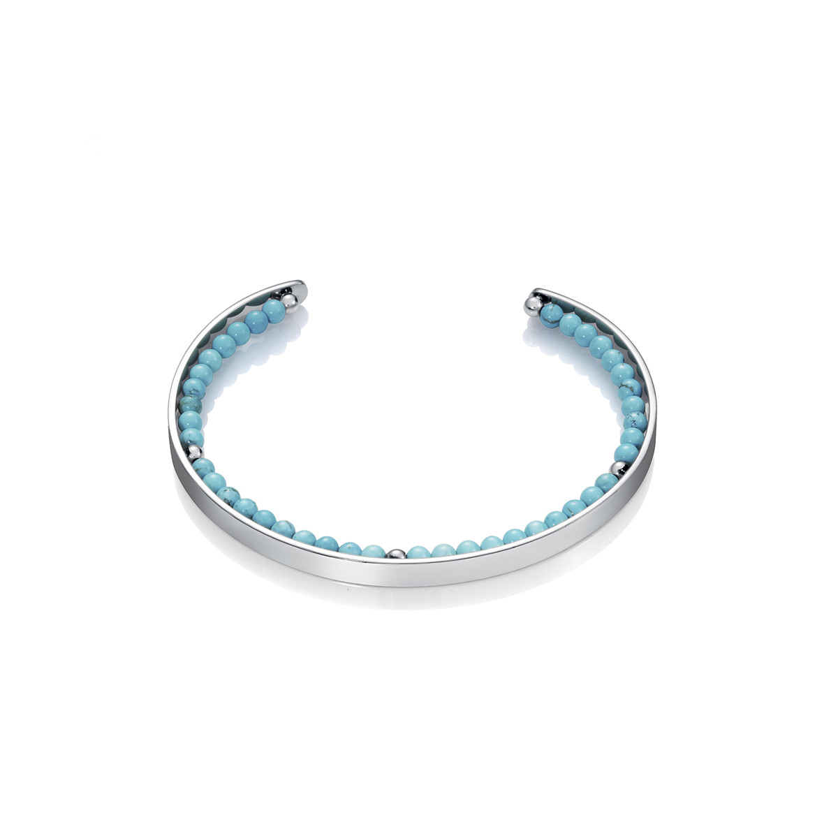 Brazalete Viceroy Kiss de acero y turquesas sintéticas en el interior. Apertura de 3cm y diámetro de 58 mm.