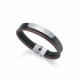 Pulsera de piel doble plana, color marrón y negro con placa de acero central. Viceroy