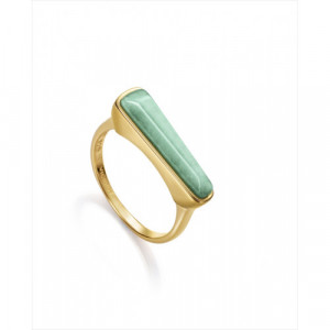 Anillo Viceroy Elegant de plata de ley 925 bañado en oro. Con piedra natural de amazonita en la parte delantera de 2cm largo. Di