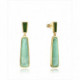 Pendientes Viceroy Elegant de plata de ley 925 bañados en oro. Con cristal verde en la parte superior y piedra amazonita natural