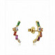 Pendientes tipo trepador en plata de ley con baño de oro y circonitas multicolor talla baguette. Viceroy
