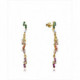 Pendiente plata bañada en oro. Tira de circonitas de colores talla baguette. Viceroy