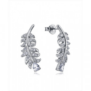 Pendientes plata hoja circonitas. Viceroy