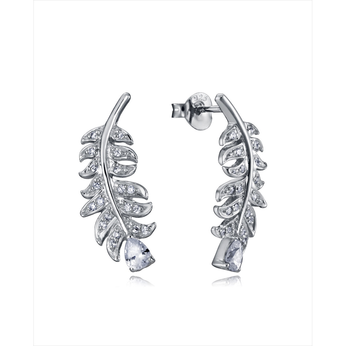 Pendientes plata hoja circonitas. Viceroy