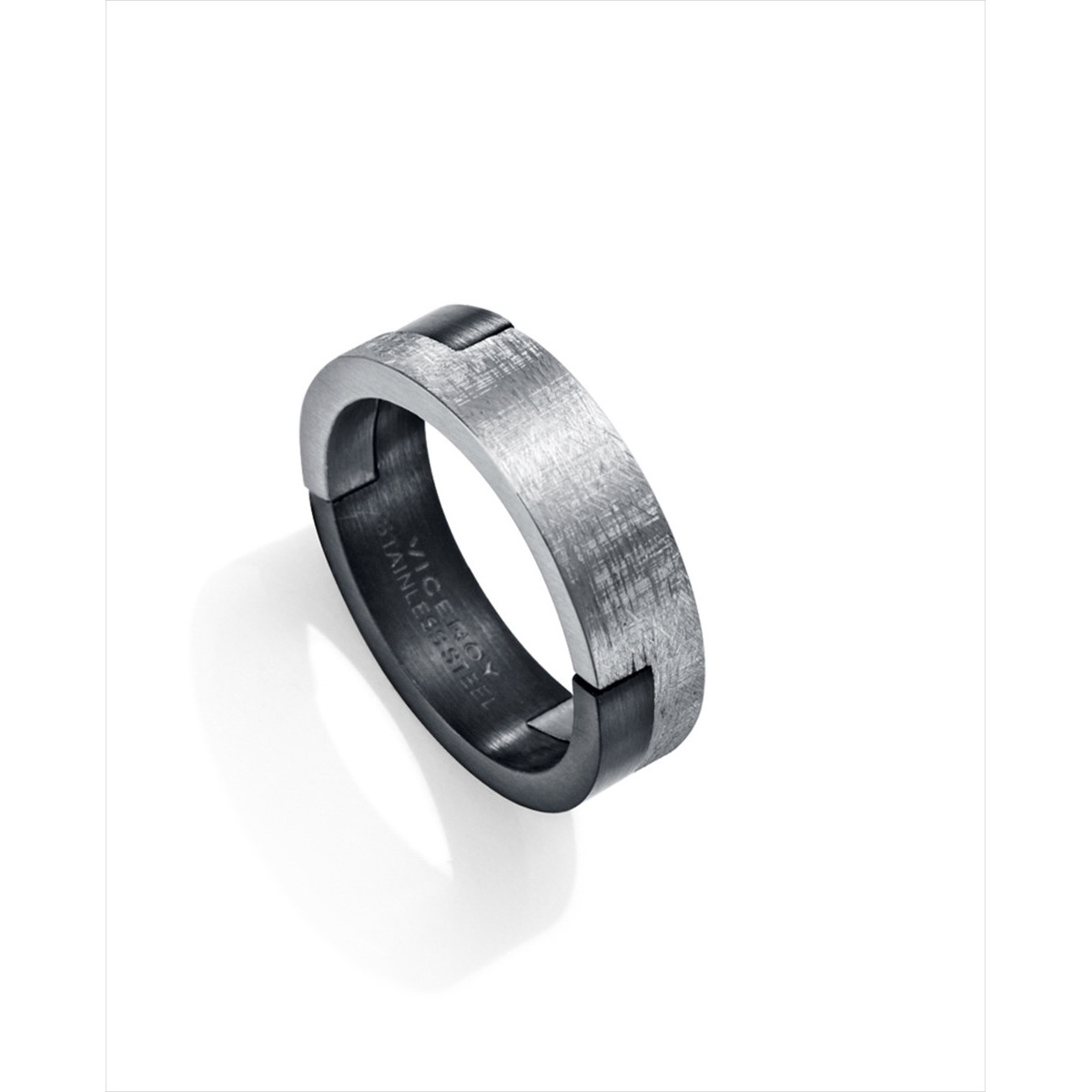 Anillo de Hombre Viceroy Beat de acero bitono (negro y acero efecto satinado).