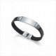 Pulsera de Hombre Viceroy Air de piel plana de color negro y placa central de acero con dos bisagras laterales. Cierre hebilla a