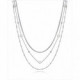 Collar triple de acero con la cadena interior de eslabones cuadrados de 2 mm, la cadena intermedia de 1,5 mm cpn 5 perlas sintét