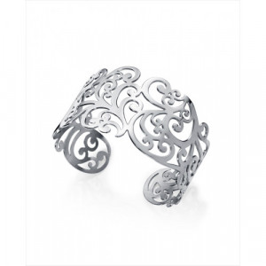 Brazalete abrierto en acero con calado floral de 3,7 cm de ancho. Viceroy
