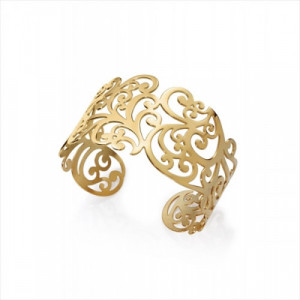 Brazalete abierto en acero Ip Gold con calado floral de 3,7 cm de ancho. Viceroy