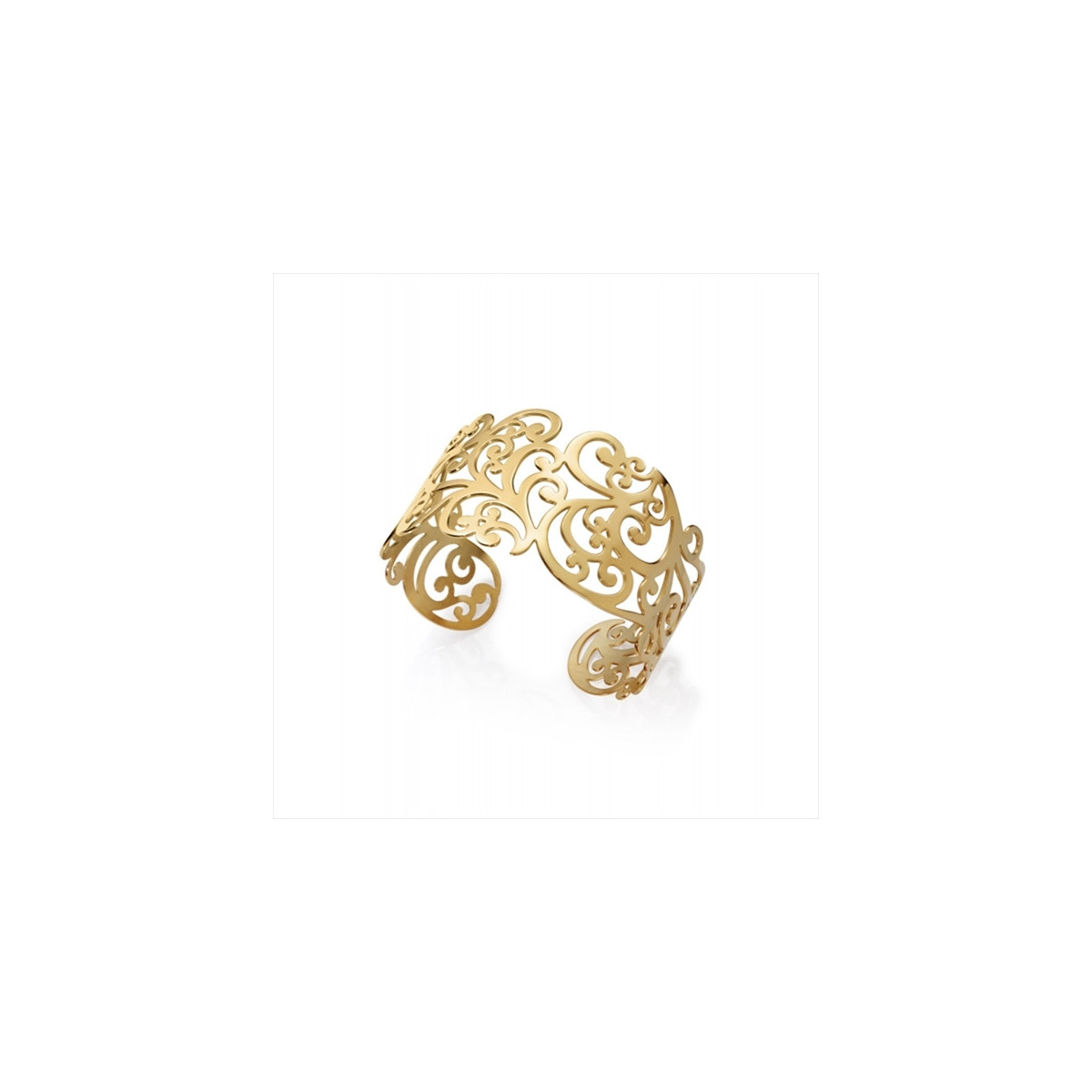 Brazalete abierto en acero Ip Gold con calado floral de 3,7 cm de ancho. Viceroy
