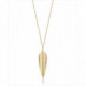 Collar largo de acero Ip Gold con colgante en forma de pluma con calado. Largo 70cm y 5cm de extensión. Viceroy