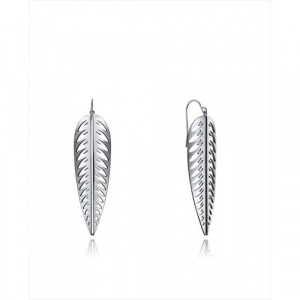 Pendientes de gancho en acero con forma de pluma con calado. Largo 6cm. Viceroy
