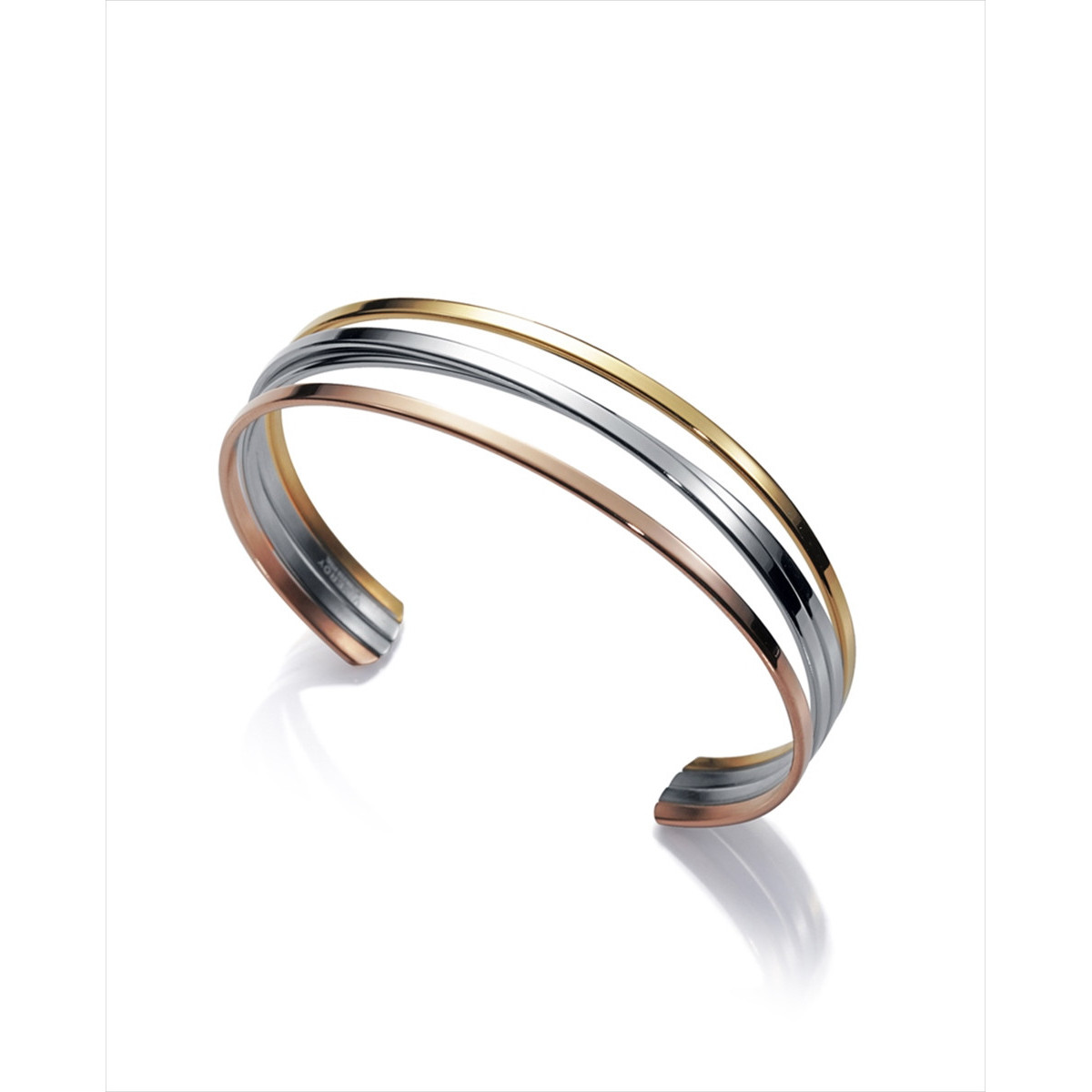 Pulsera Viceroy Air abierta tipo brazalete de acero en tres tonos , plata, dorado y rosa.