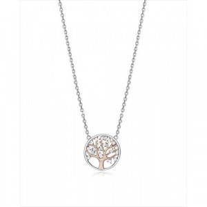 Collar Viceroy de Plata de ley en bitono rosado, con motivo del árbol de la vida con circonitas, largo 42 + 3 cm