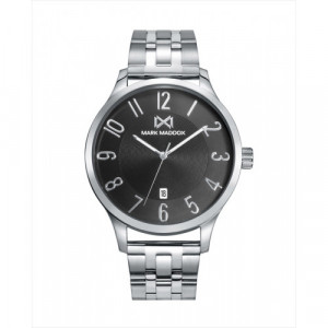 Reloj de Hombre Mark Maddox Canal tres agujas de acero, brazalete acero, esfera negra