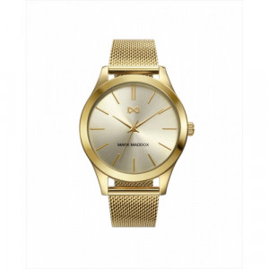 Reloj Mark Maddox. Acero y malla milanesa. Color dorado.