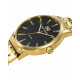 Reloj analógico Mark Maddox. Caja de acero inoxidable dorado, dial negro, agujas e índices dorados y correa de acero inoxidable