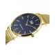 Reloj Mark Maddox Greenwich tres agujas de acero IP dorado y malla milanesa