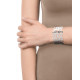 Brazalete abrierto en acero con calado floral de 3,7 cm de ancho. Viceroy