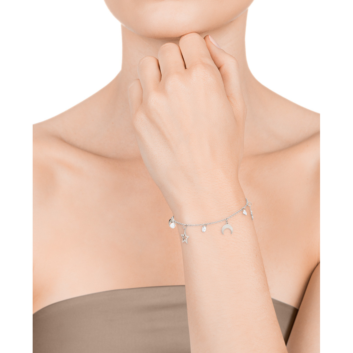 Pulsera acero luna, estrellas circonitas. Viceroy