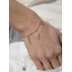 PULSERA PLATA BAÑADA EN ORO CON 5 ABALORIOS COLGANTES, ALAS, FLECHAS, ESTRELLA CON CIRCONITAS. LINEARGENT