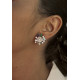 PENDIENTES PLATA DE PIEDRA DE NATURAL CON DISEÑO DE FLOR CON PERLAS. LINEARGENT