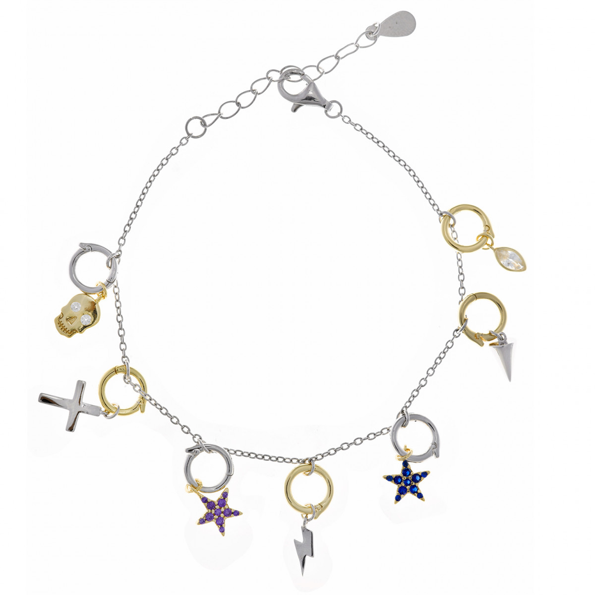 Colgante charm plata bañada en oro, estrella circonita azul marino brillante. Miscellany. Salvatore