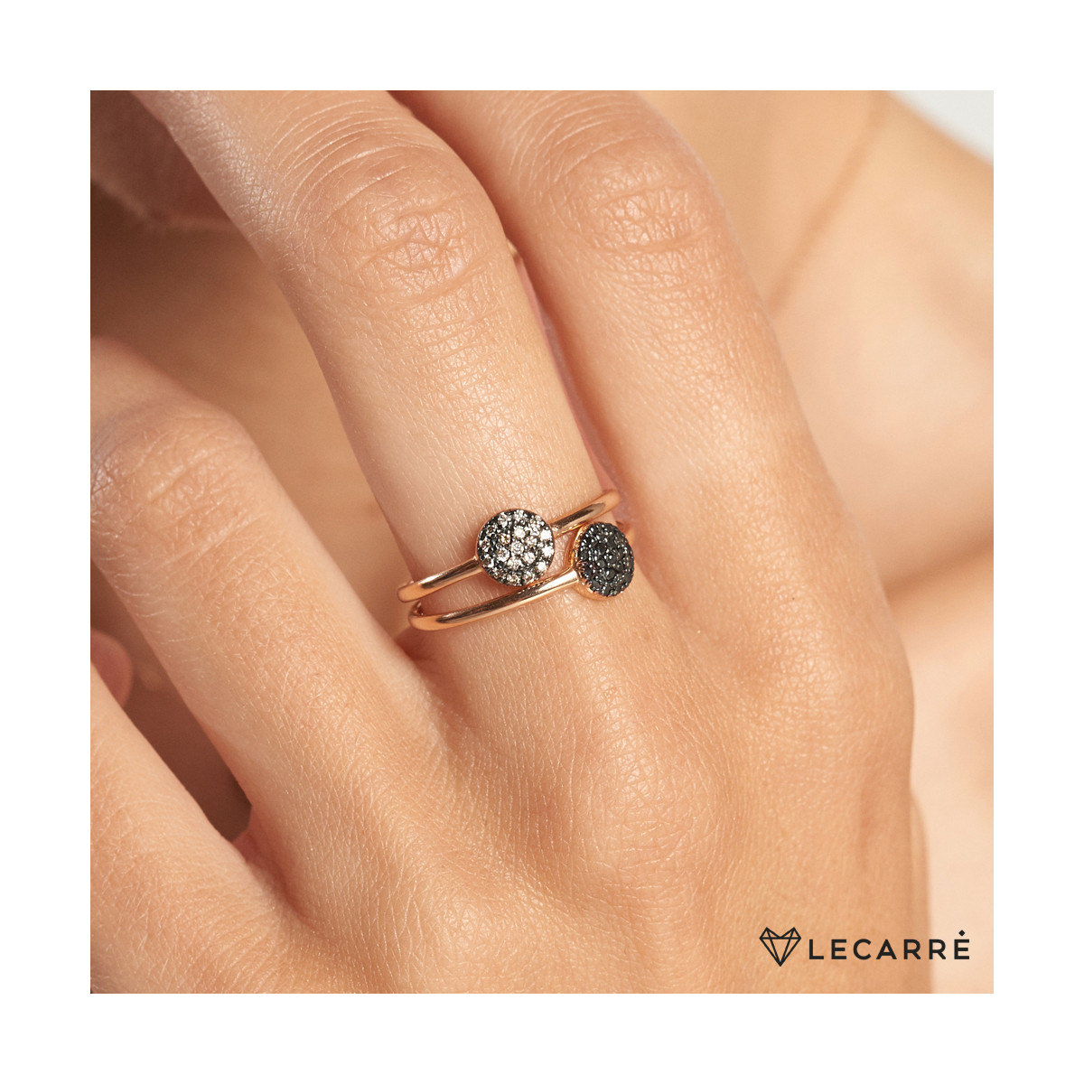 Anillo roseta oro rosa diamantes brown. LeCarré