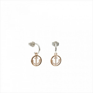 PENDIENTES CON COLGANTES ARO DE PLATA CON CHARM DE ANCLA BAÑADO EN ORO ROSA. LINEARGENT