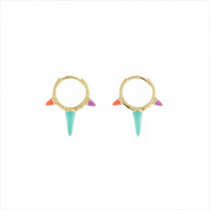 Criolla plata bañada en oro, conos de colores distintos tamaños esmaltados. Salvatore