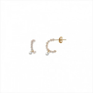 Aros plata bañada en oro perlas de agua con circonita blanca colgante. Salvatore
