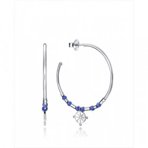 Pendientes de aro Viceroy Jewels de plata ley bañada en rodio. Piedras azules colgante