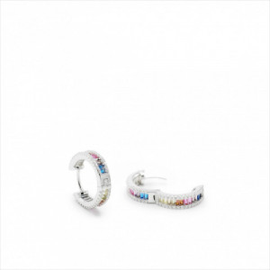 PENDIENTES AROS CON PIEDRAS PLATA MINI CUARZO ADAMANTINO RAINBOW. LINEARGENT