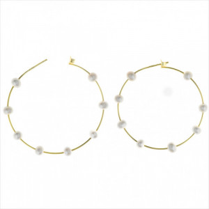 Aros plata bañada en oro. 8 perlas de agua. Salvatore