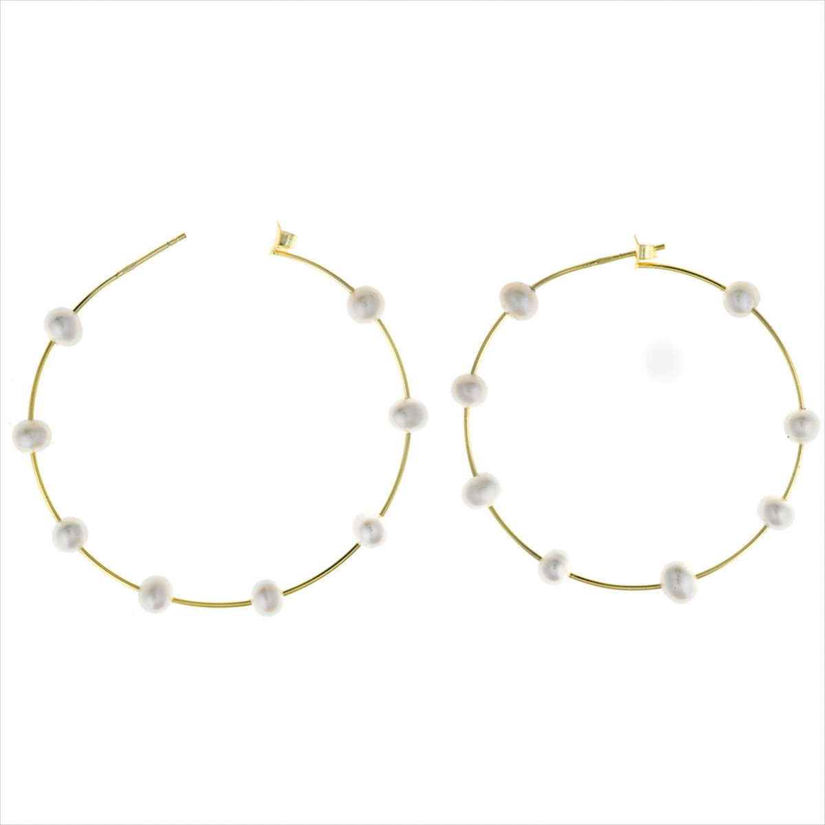 Aros plata bañada en oro. 8 perlas de agua. Salvatore