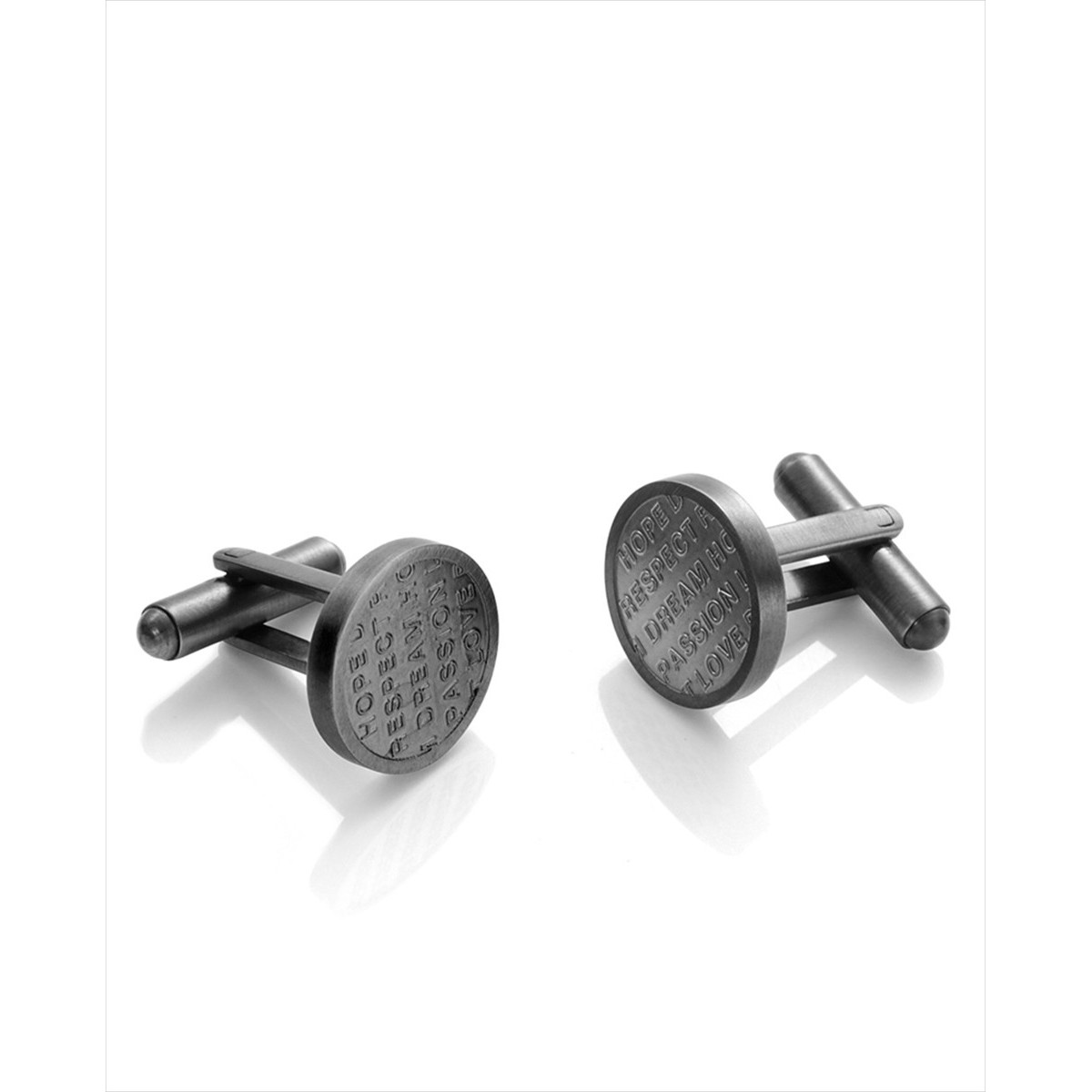 Gemelos de Hombre Viceroy Air de acero con acabado gris envejecido redondos de 15 mm de diámetro con palabras grabadas en reliev