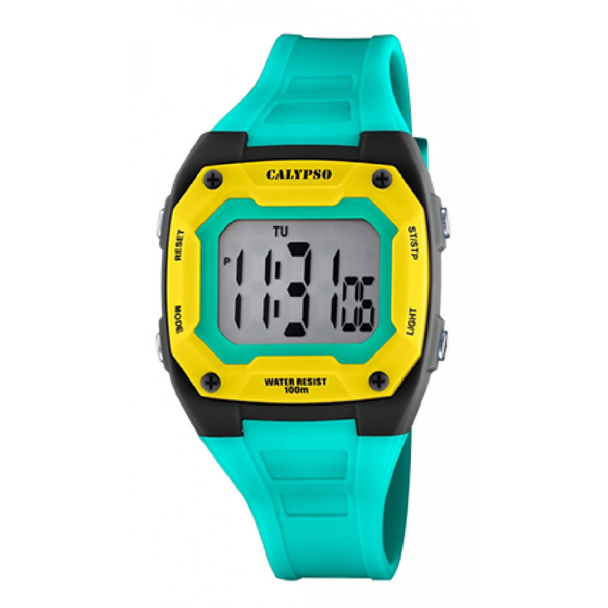 RELOJ CALYPSO DIGITAL CRUSH K5813/6 VERDE AGUA CORREA DE CAUCHO, INFANTIL