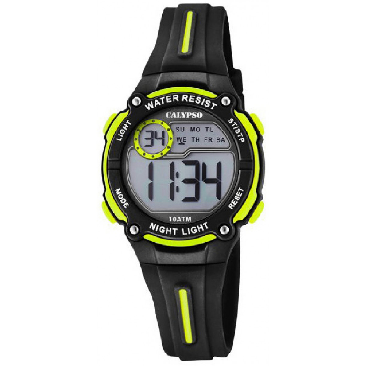 RELOJ CALYPSO DIGITAL CRUSH K6068/5 CORREA DE CAUCHO NEGRO Y AMARILLO, INFANTIL