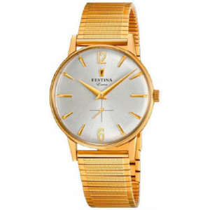 RELOJ FESTINA PLATA CORREA DE ACERO DORADO, HOMBRE