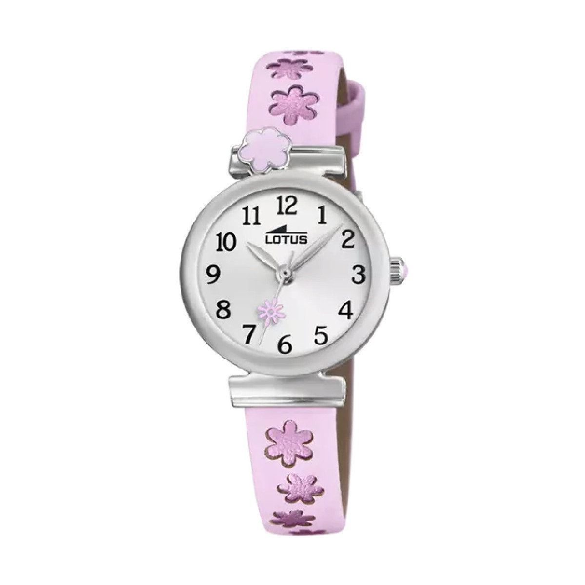 RELOJ LOTUS 18626/2 PLATA CORREA DE PIEL ROSA, FLORES ROSA DETALLE RELIEVE