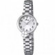 RELOJ LOTUS 18266/1 BLANCO, CORREA DE ACERO PLATEADO, DETALLE FLOR BLANCA