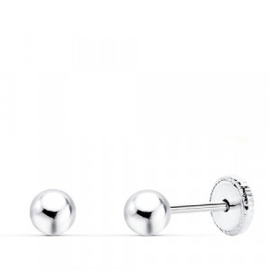 Pendientes oro blanco mini bola lisa 3mm