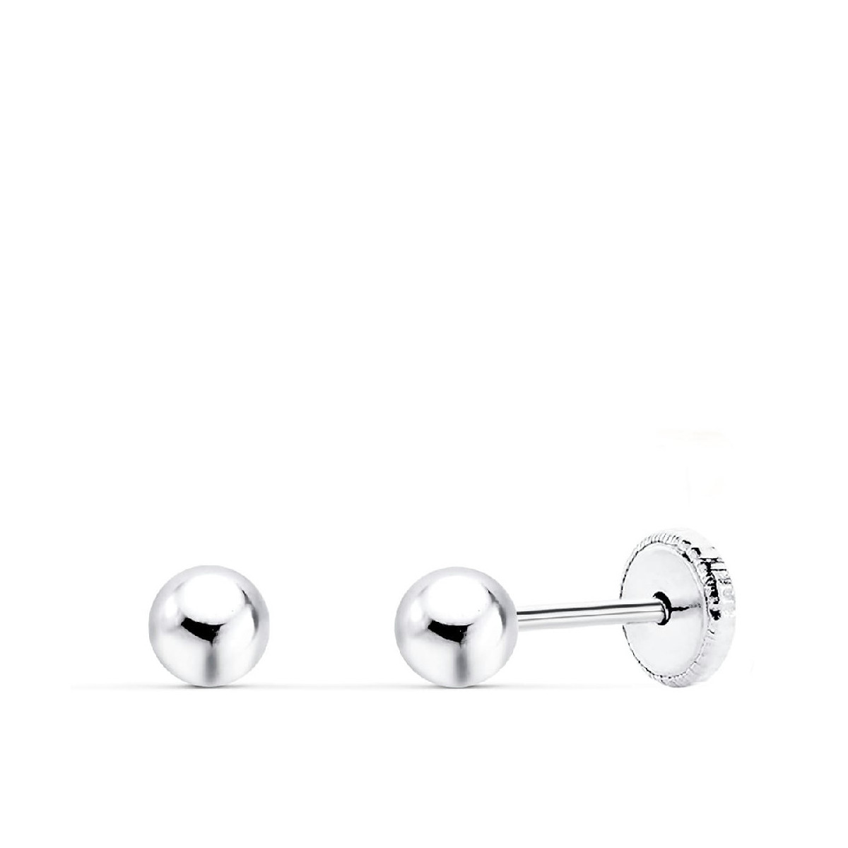 Pendientes oro blanco mini bola lisa 3mm