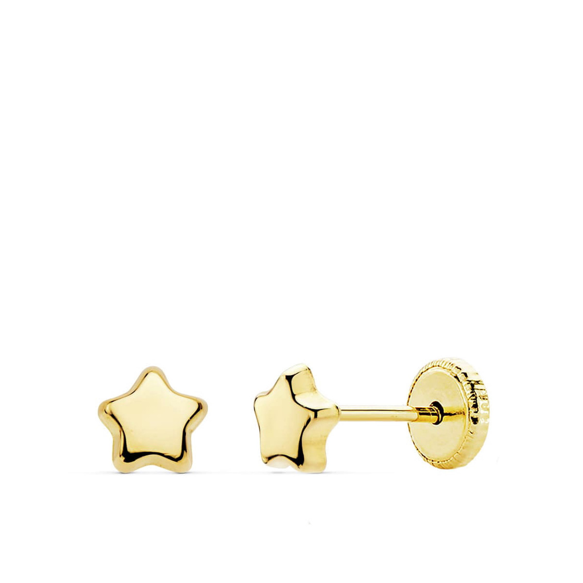 Pendientes oro mini estrella lisa 4,5mm